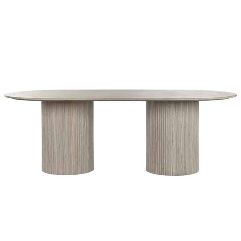 Table de repas ovale 220x100 effet travertin SOFIA
