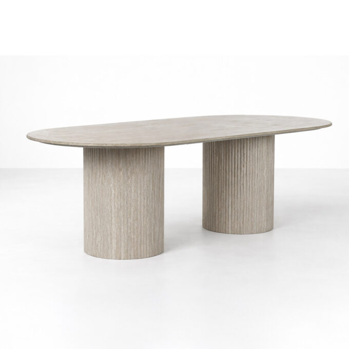 Table de repas ovale 220x100 effet travertin SOFIA