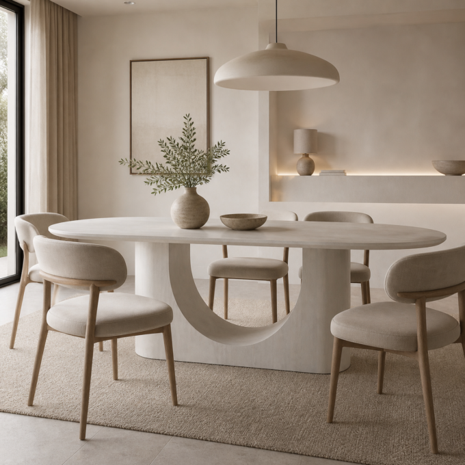 Table de repas ovale en manguier blanc MONTSOURIS 220 x 100