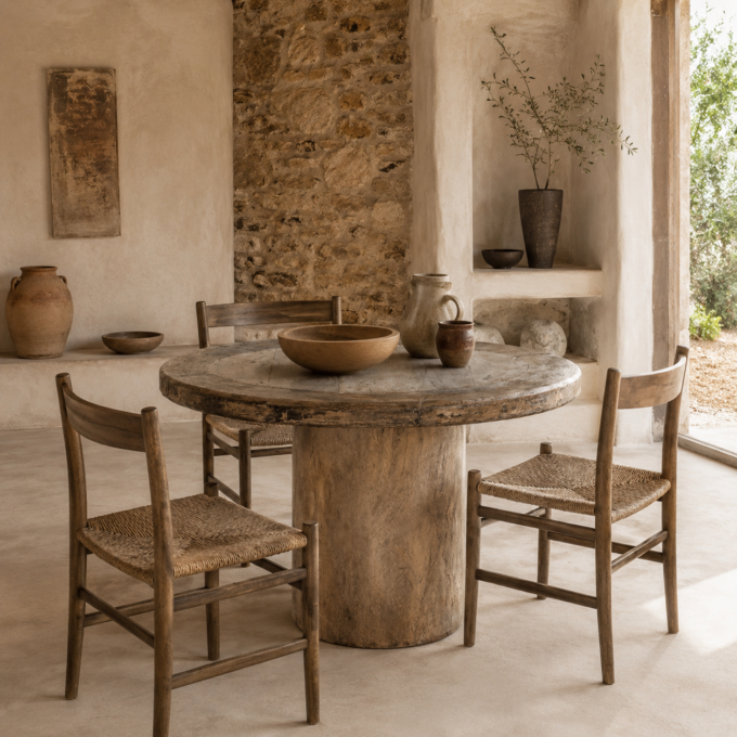 Table de repas en teck recyclé FORMENTERA ronde 110 cm