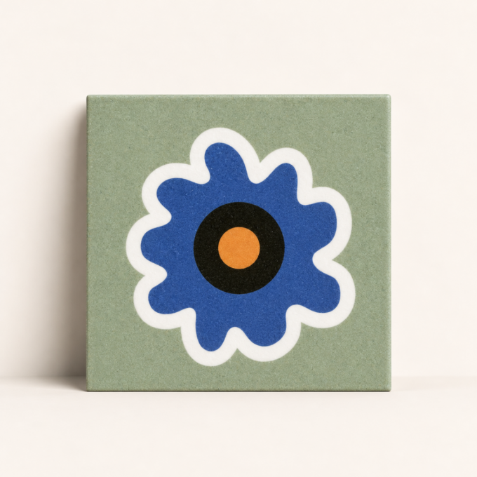 Carrelage décoratif Mattonelle Margherita FLOWER GREEN 20,5x20,5 par Mutina