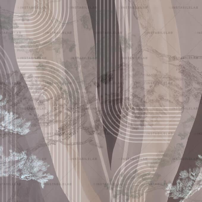 Papier peint panoramique sur mesure nature et géométrie TORVI par Instabile Lab