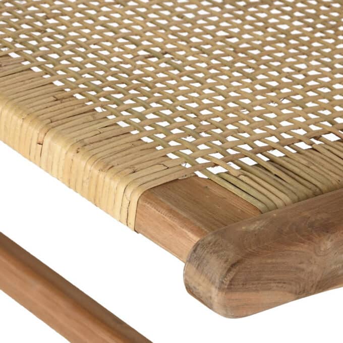 Banc artisanal en teck massif et rotin SIRMIONE