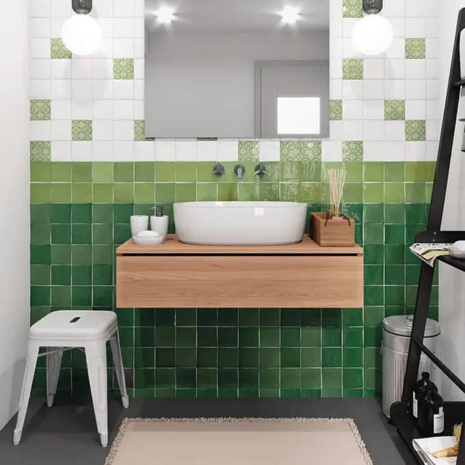 Carrelage mural décoratif Cevica Zellij VERDE BOTELLA 10x10