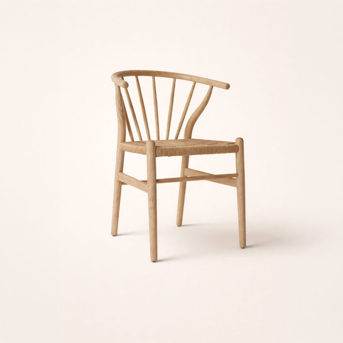 Lot de 2 chaises en orme massif blanchi et fibre tressée NAGOYA