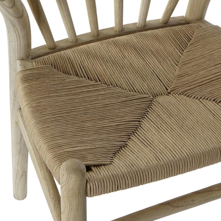 Chaise en orme massif blanchi et fibre tressée NAGOYA – Image 2