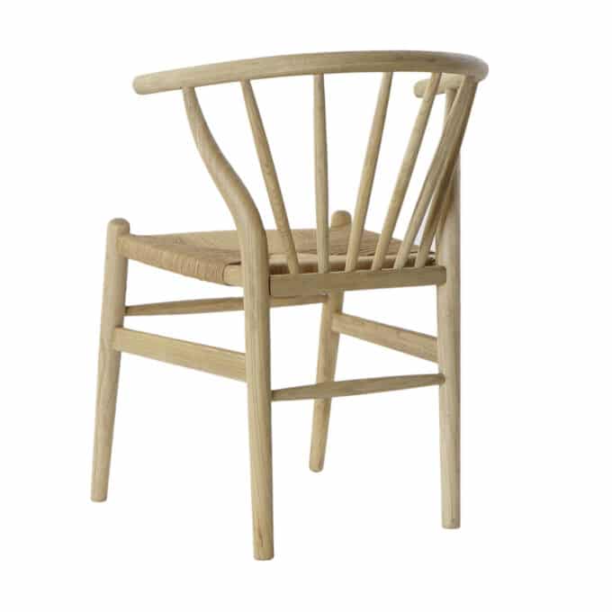 Chaise en orme massif blanchi et fibre tressée NAGOYA