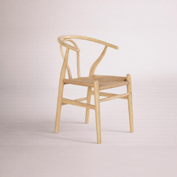 Lot de 2 chaises en orme massif naturel et fibre tressée KYOTO