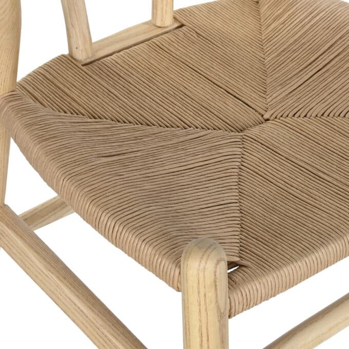 Chaise en orme massif naturel et fibre tressée KYOTO