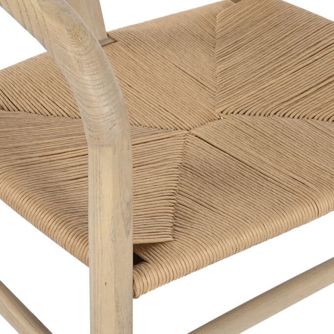 Chaise en orme massif blanchi et fibre tressée OSAKA