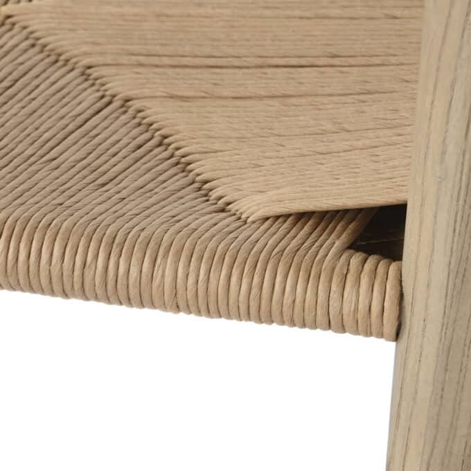 Chaise en orme massif blanchi et fibre tressée OSAKA