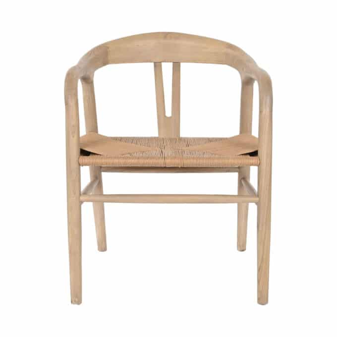 Chaise en orme massif blanchi et fibre tressée OSAKA
