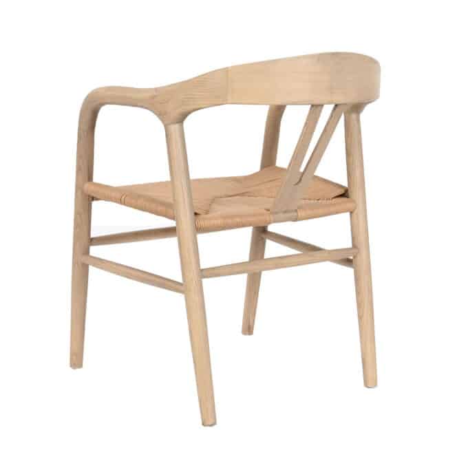 Chaise en orme massif blanchi et fibre tressée OSAKA