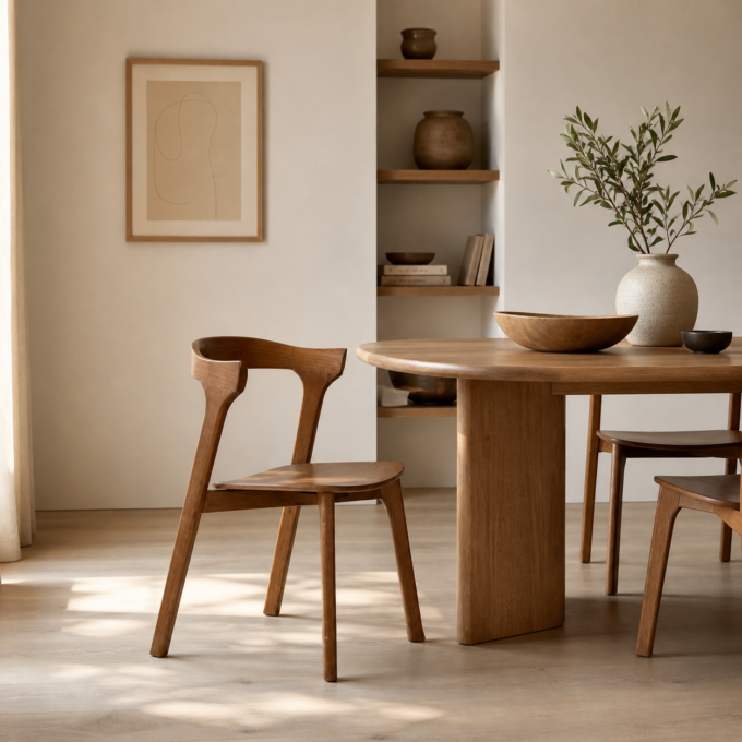 Lot de 2 chaises en orme massif teinté marron MENORCA