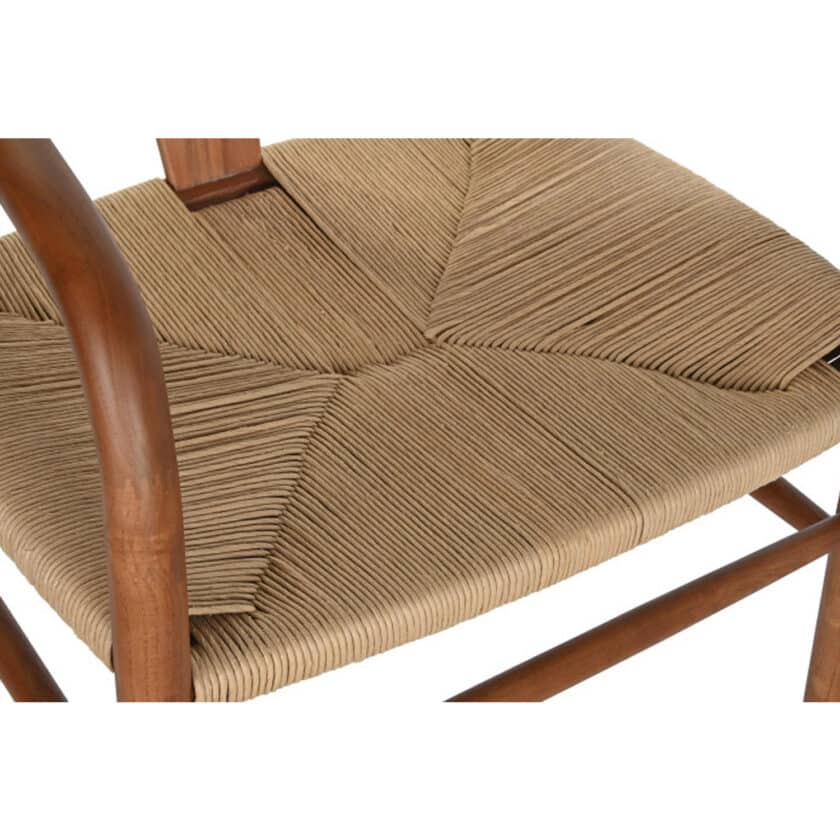 Chaise en orme massif teinté marron et fibre tressée OSAKA – Image 2