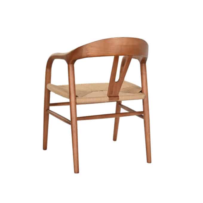 Chaise en orme massif teinté marron et fibre tressée OSAKA