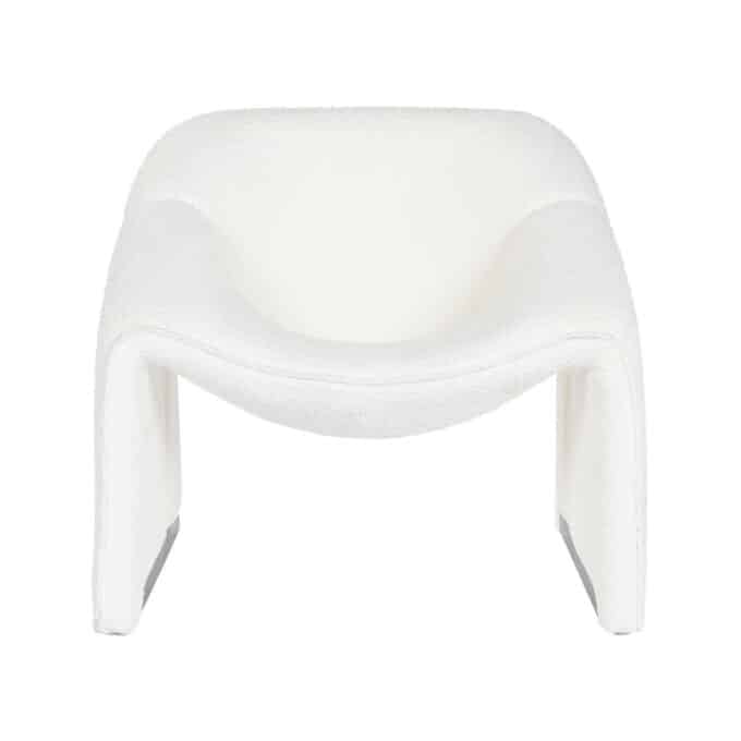 Fauteuil contemporain en bouclette blanche et métal BRICKELL