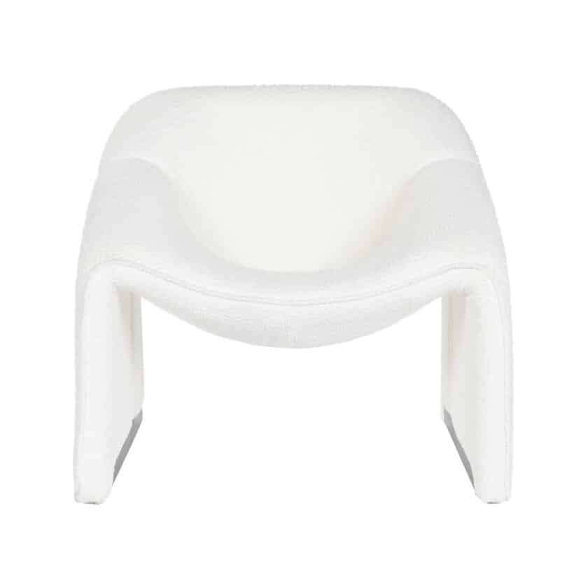 Fauteuil contemporain en bouclette blanche et métal BRICKELL – Image 2