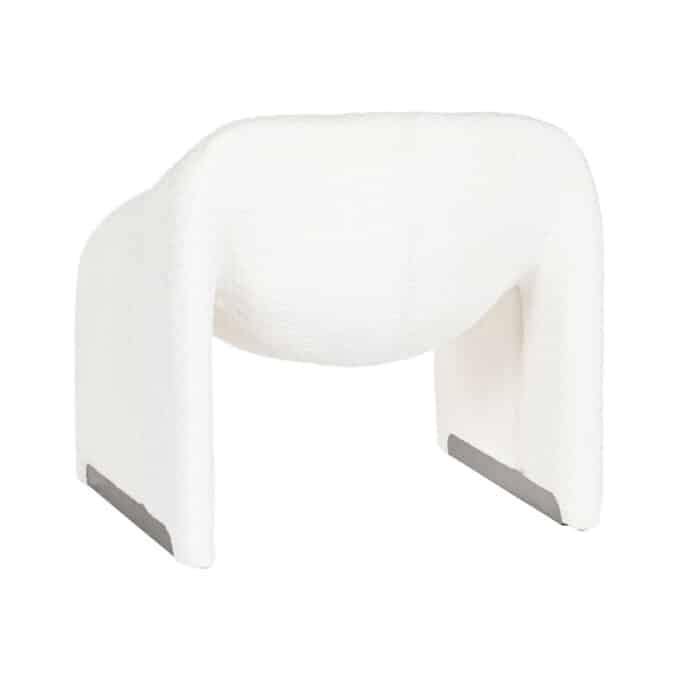Fauteuil contemporain en bouclette blanche et métal BRICKELL
