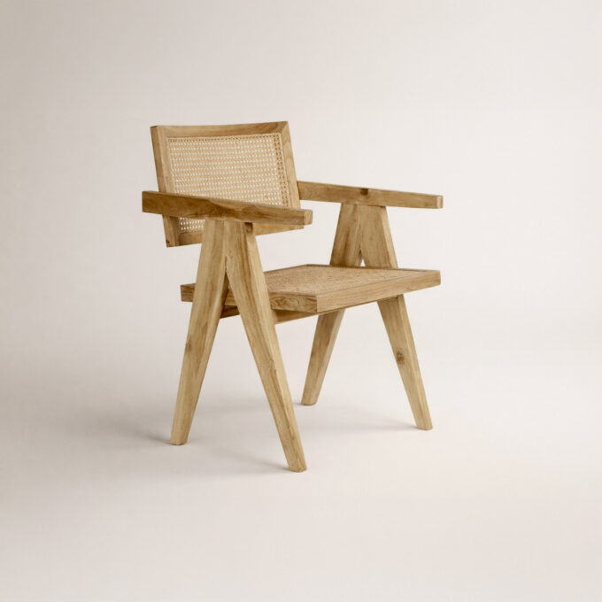 Lot de 2 chaises en teck massif et rotin VALPOLICELLA