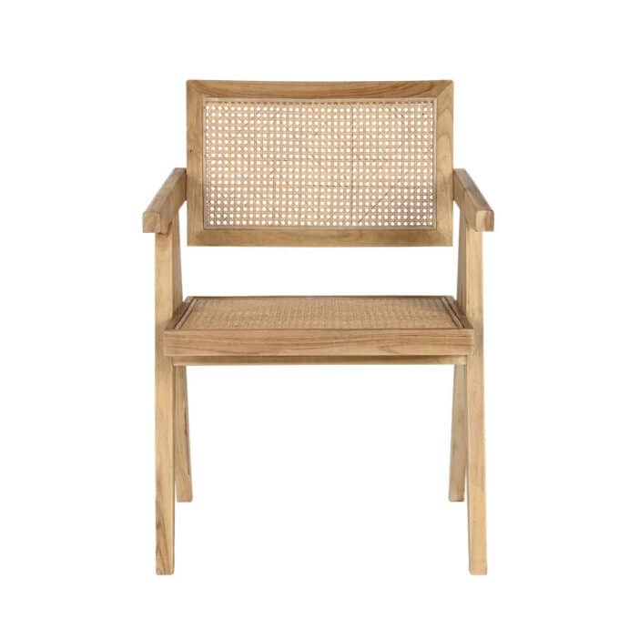 Chaise artisanale en teck massif et rotin VALPOLICELLA