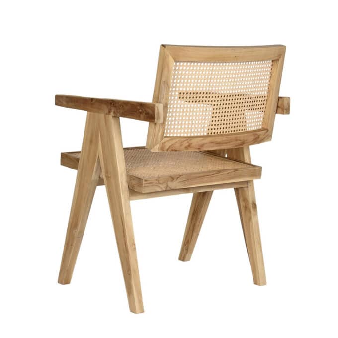 Chaise artisanale en teck massif et rotin VALPOLICELLA