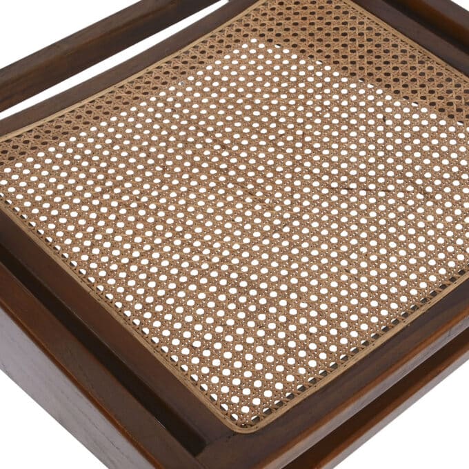 Fauteuil en teck massif foncé et rotin clair GRACIA