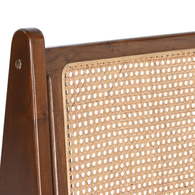 Fauteuil en teck massif foncé et rotin clair GRACIA