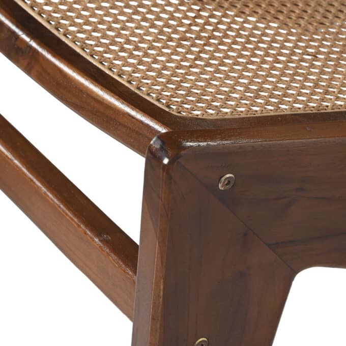 Fauteuil en teck massif foncé et rotin clair GRACIA