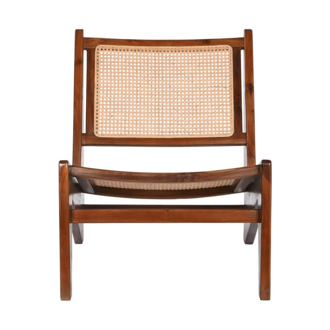 Fauteuil en teck massif foncé et rotin clair GRACIA