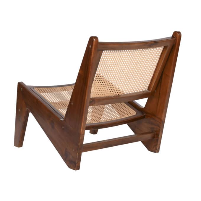 Fauteuil en teck massif foncé et rotin clair GRACIA