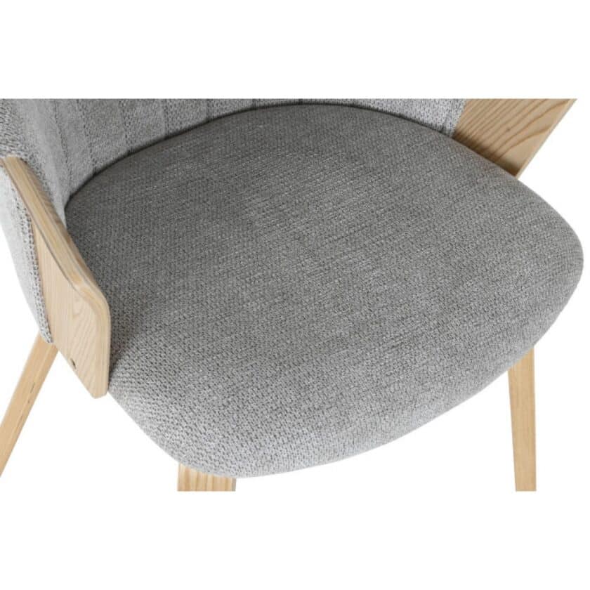 Chaise en bois naturel et tissu polyester gris RAPALLO – Image 4