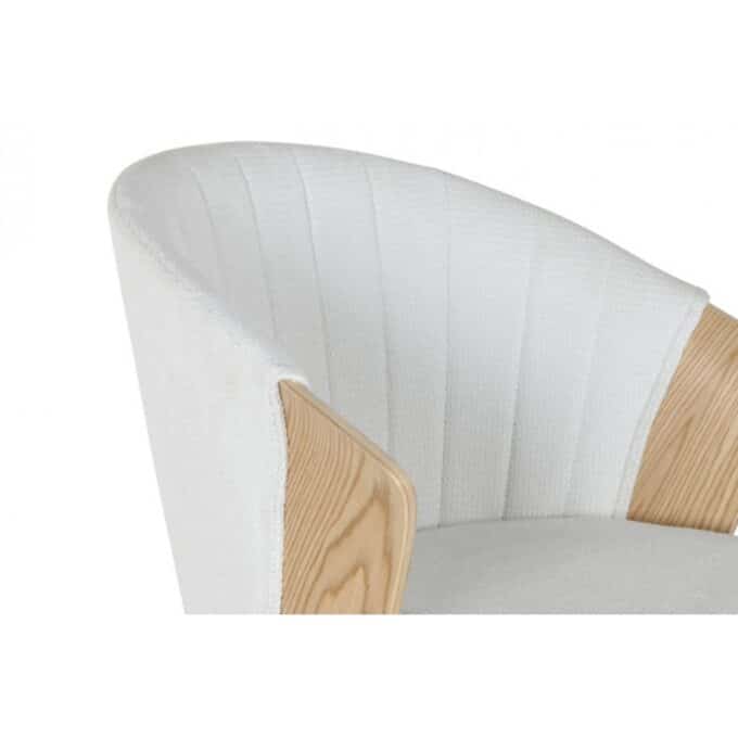 Chaise en bois naturel et tissu polyester blanc RAPALLO