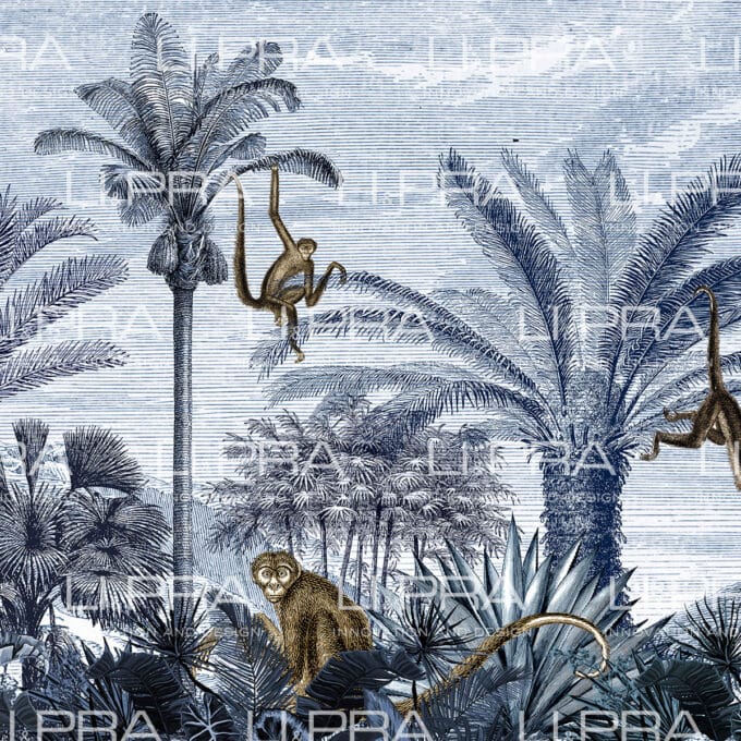 Papier peint panoramique sur mesure VINTAGE JUNGLE MONKEY par Li & Pra