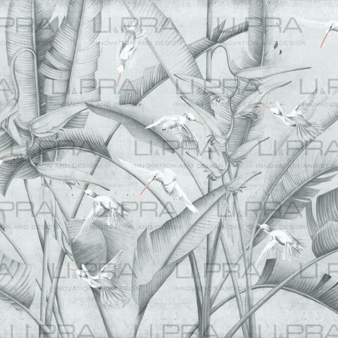 Papier peint panoramique sur mesure HUMMING JUNGLE par Li & Pra