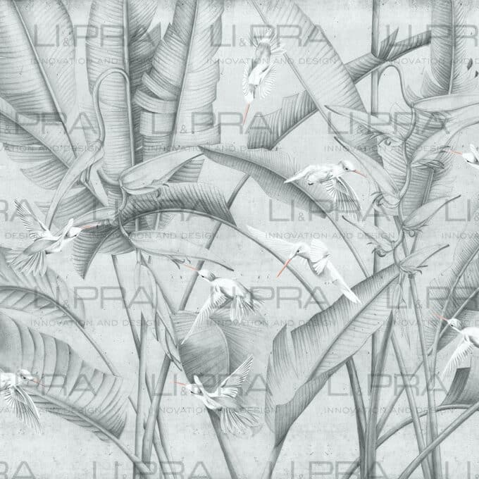 Papier peint panoramique sur mesure HUMMING JUNGLE par Li & Pra