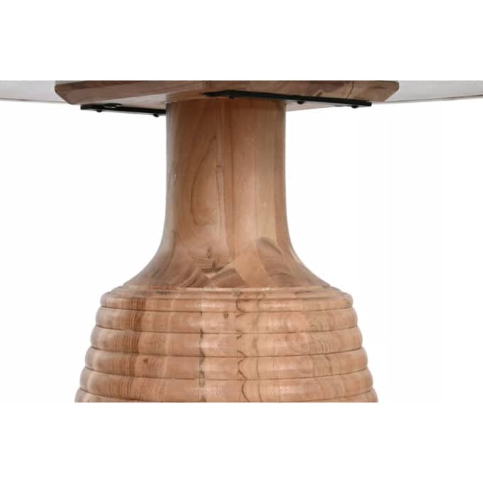 Table de repas ronde en acacia et marbre blanc LERICI diamètre 115