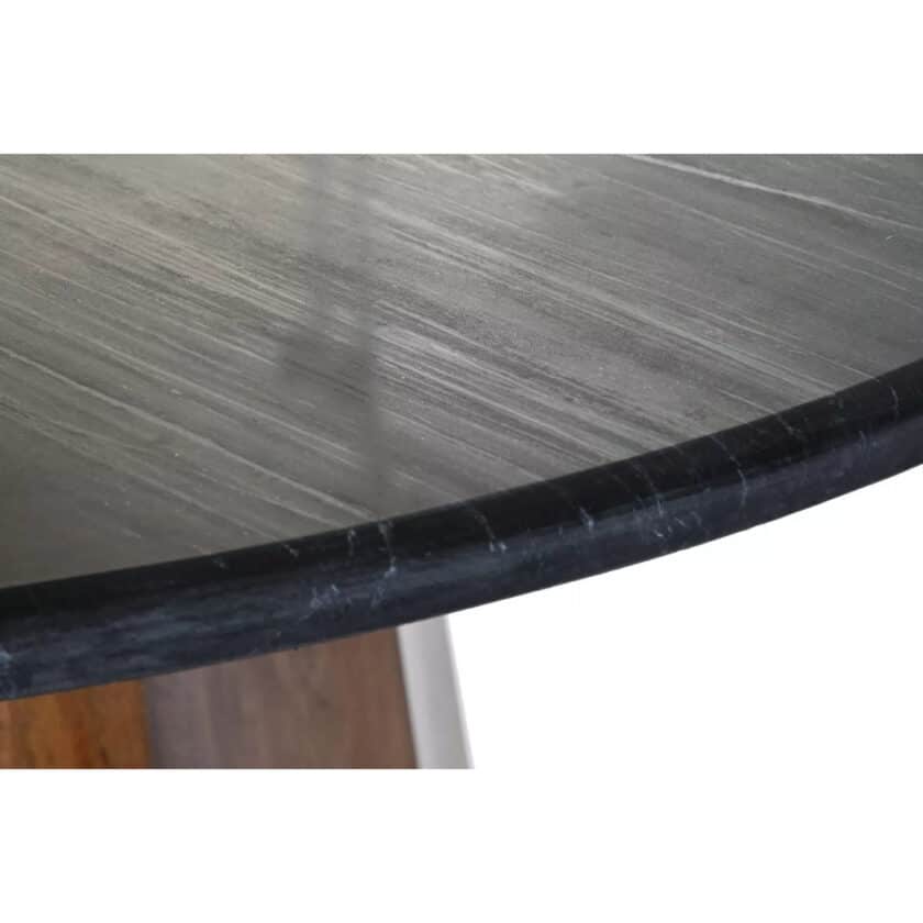 Table de repas ronde en manguier foncé et marbre noir TRIBECA diamètre 120 – Image 2