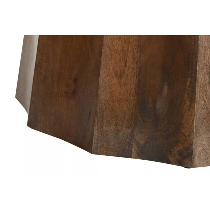 Table de repas ronde en manguier foncé et marbre noir TRIBECA diamètre 120 – Image 4