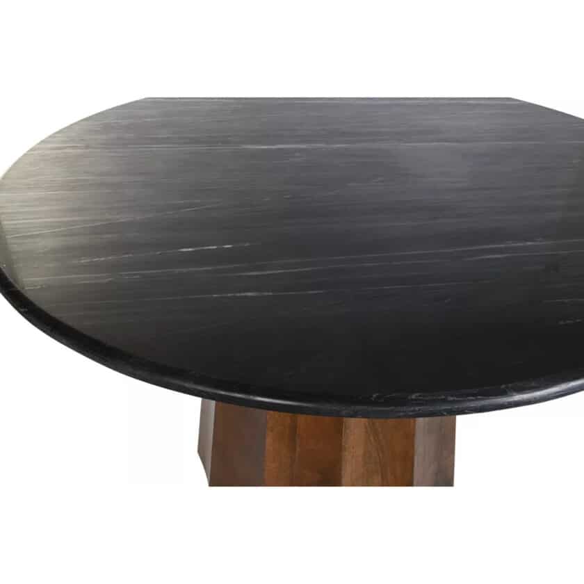 Table de repas ronde en manguier foncé et marbre noir TRIBECA diamètre 120 – Image 5