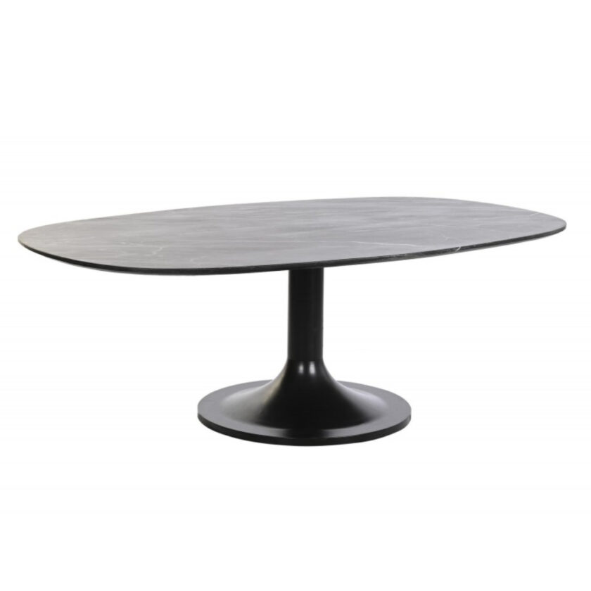 Table de repas ovale 180x100 métal et marbre noir DONOSTIA
