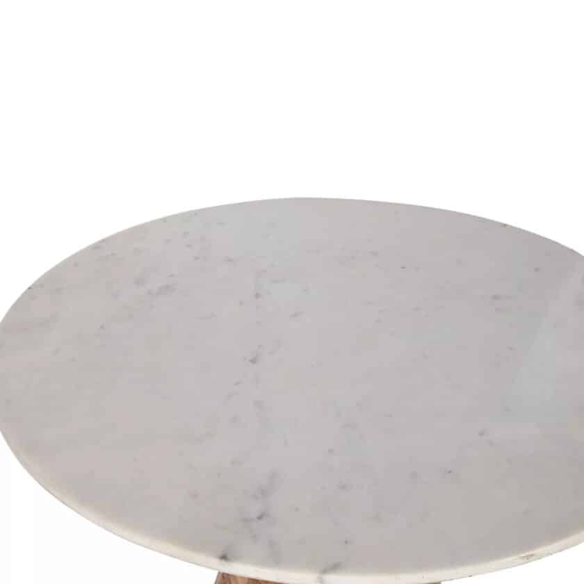 Table de repas ronde en acacia et marbre blanc LERICI diamètre 115 – Image 4