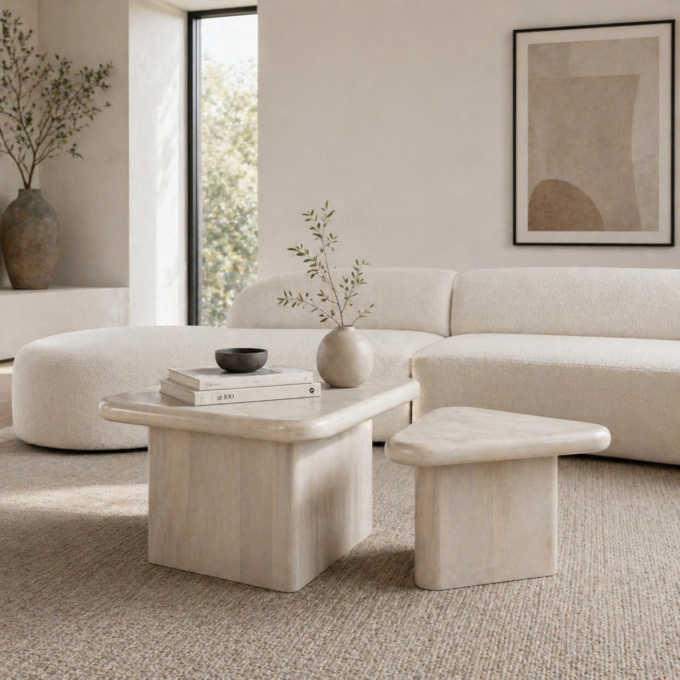 Set de 2 tables basses en bois de manguier GRAND TRAVERS