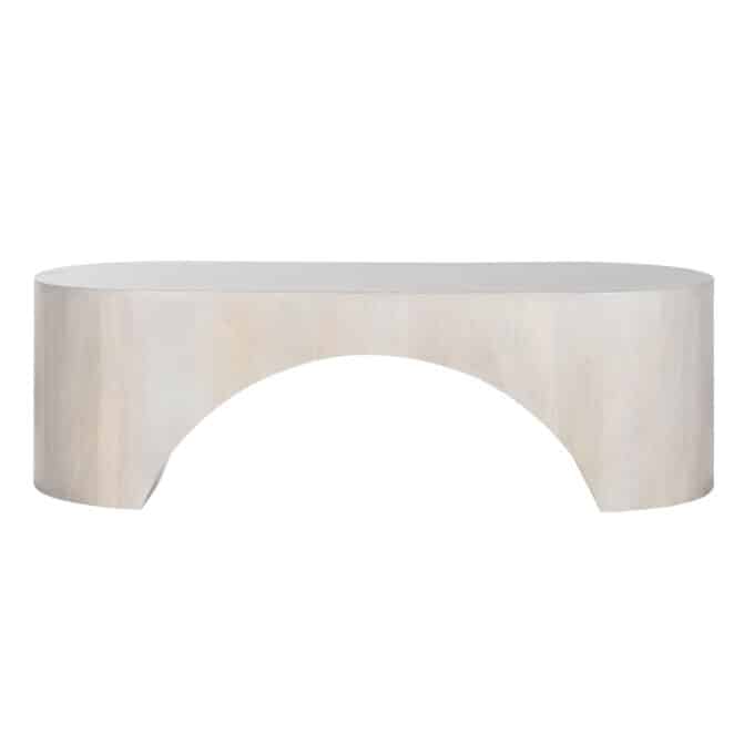 Table basse ovale en bois de manguier blanchi MONTSOURIS 137 x 60