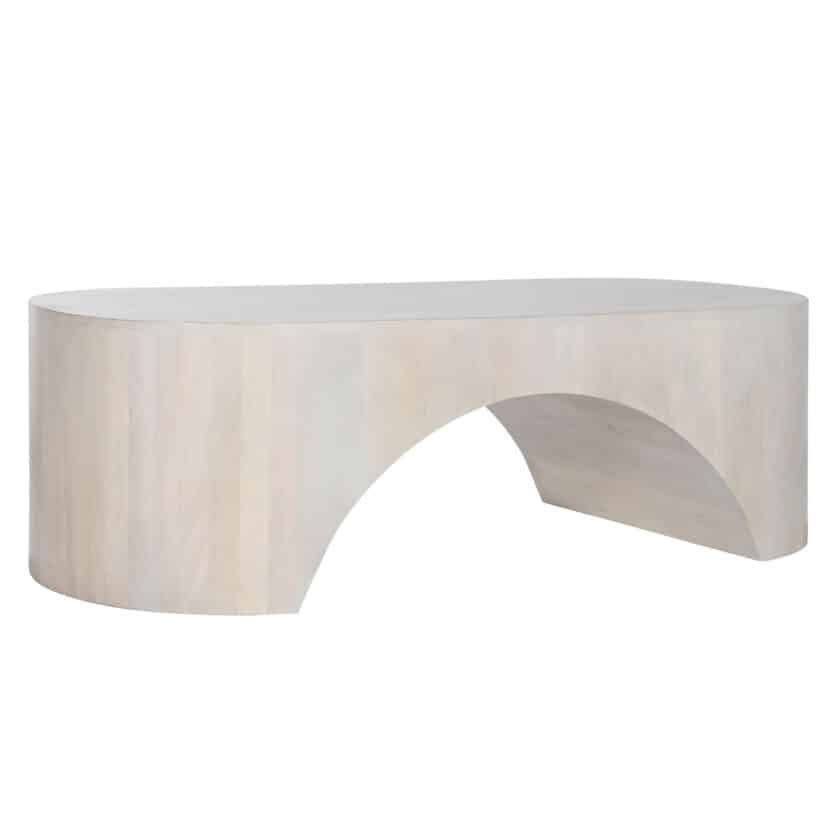 Table basse ovale en bois de manguier blanchi MONTSOURIS 137 x 60