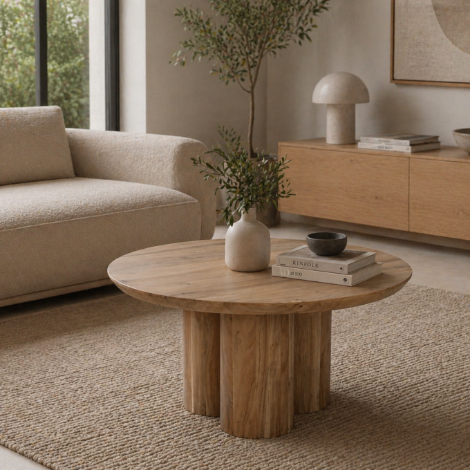 Table basse ronde en bois d'acacia JARDIN DES PLANTES 80 cm