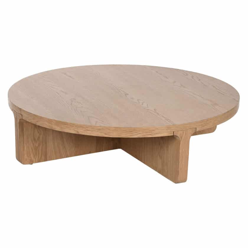 Table basse ronde placage chêne naturel CYCYLADES 121 cm – Image 3