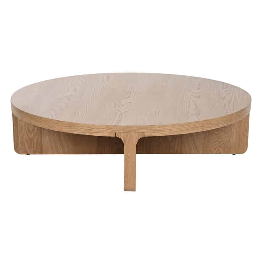 Table basse ronde placage chêne naturel CYCYLADES 121 cm