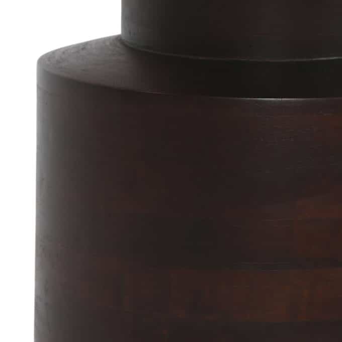 Table basse ronde STUDIO en verre fumé et bois de manguier 80 cm