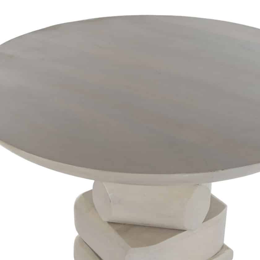 Table de repas ronde en manguier blanc COURCHEVEL diamètre 100 cm – Image 2